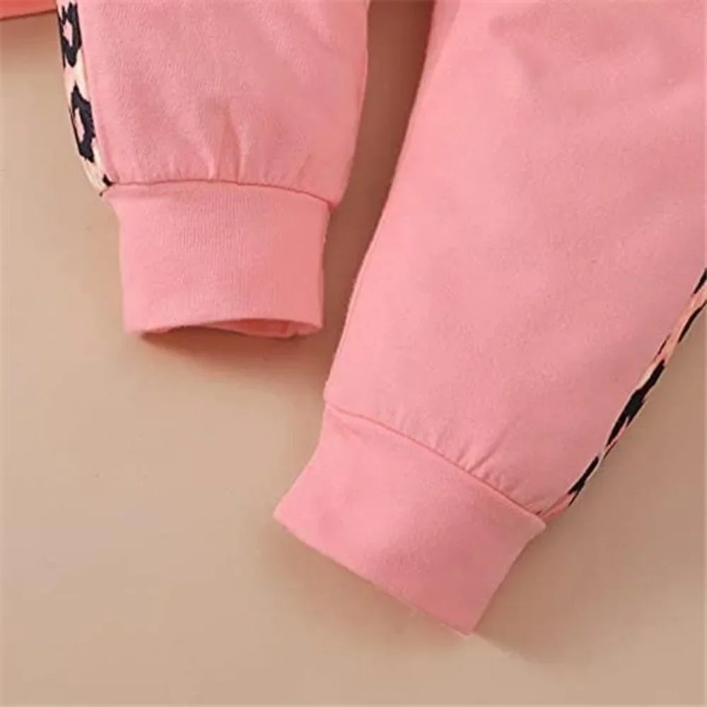 Baby Girls Hoodie Sweatshirt Pants Headband Clothing Set, Peach